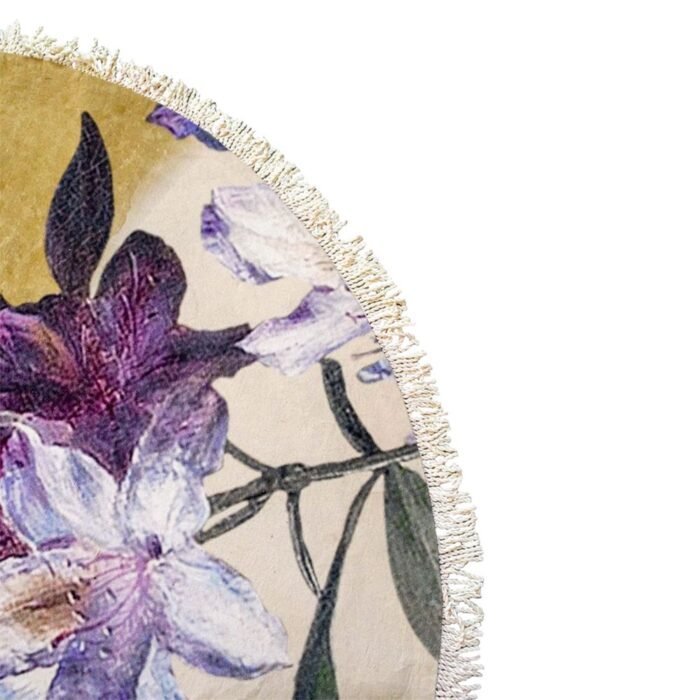 Apvalus kilimas CAPRIA – vintage stiliaus drobinis kilimas su gėlių ir lapų raštu : dizaino studija follow11.lt – Jovita Bingelytė