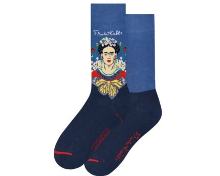 Kojinės Frida Kahlo – Butterflies meno motyvas, mėlyna : dizaino studija follow11.lt – Jovita Bingelytė