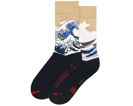 Kojinės Katsushika Hokusai – Great Wave, smėlio/mėlyna, komfortiškos, meno kojinės : dizaino studija follow11.lt – Jovita Bingelytė