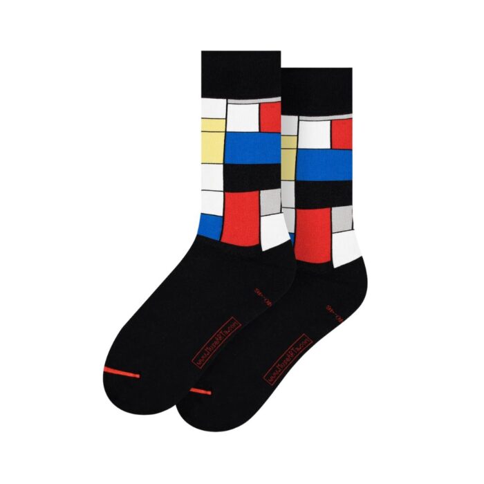 Kojinės Piet Mondrian – „Composition with Red, Blue and Yellow“ meninės kojinės : dizaino studija follow11.lt – Jovita Bingelytė