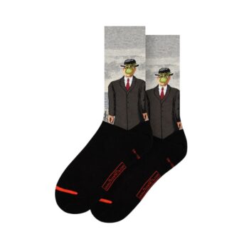 Kojinės René Magritte – pilkos spalvos stilingos kojinės su meno motyvu : dizaino studija follow11.lt – Jovita Bingelytė