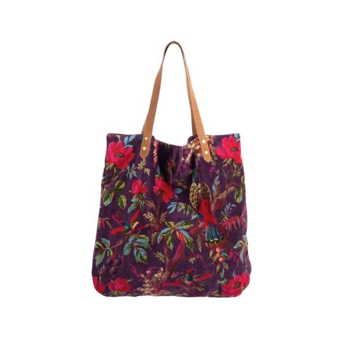 Pirkinių krepšys ARYA PURPLE – pirkinių krepšys moterims, veliūrinis, talpus, violetinė spalva : dizaino studija follow11.lt – Jovita Bingelytė