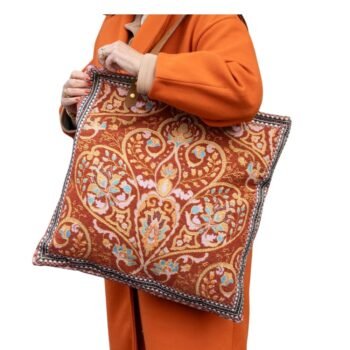 Pirkinių krepšys ELYA – pirkinių krepšys moterims, žakardinis, talpus, terakotos spalva : dizaino studija follow11.lt – Jovita Bingelytė