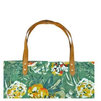 KAYA GREEN pirkinių krepšys – stilingas moteriškas veliūro krepšys su ryškiomis gėlėmis : dizaino studija follow11.lt – Jovita Bingelytė