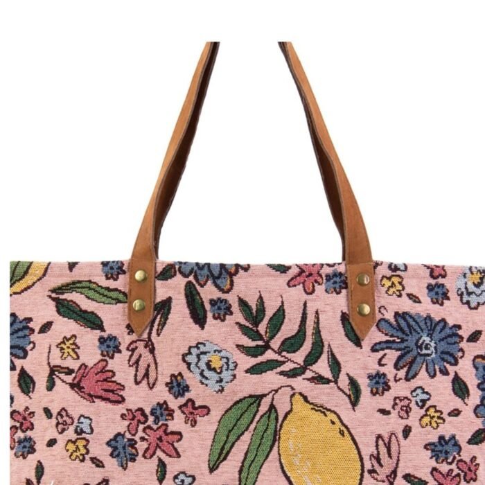 LIMONA pirkinių krepšys – stilingas moteriškas veliūro krepšys su ryškiomis gėlėmis : dizaino studija follow11.lt – Jovita Bingelytė