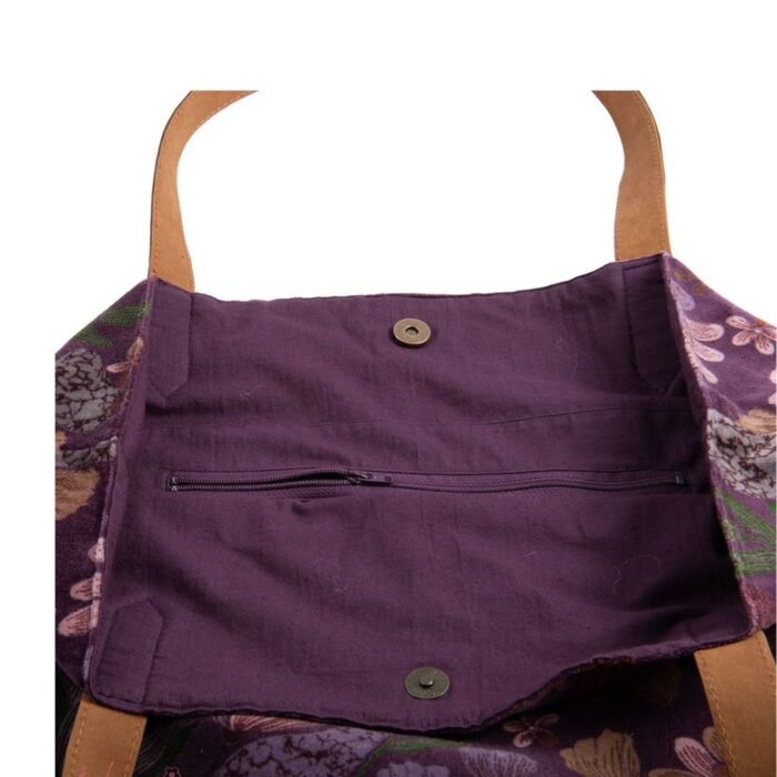 Pirkinių krepšys moterims LUMA PURPLE – talpus, su vidine kišene, veliūrinis : dizaino studija follow11.lt – Jovita Bingelytė