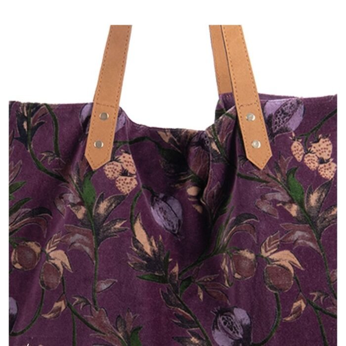 Pirkinių krepšys NOA PURPLE – pirkinių krepšys moterims, veliūrinis, talpus, violetinė spalva : dizaino studija follow11.lt – Jovita Bingelytė