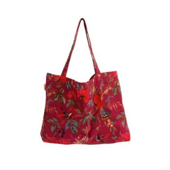 Pirkinių krepšys SOLA WINE – pirkinių krepšys moterims, veliūrinis, talpus, raudona spalva : dizaino studija follow11.lt – Jovita Bingelytė