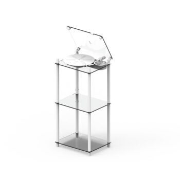 Vinilo plokštelių stovas Transparent Turntable Stand – baltas : dizaino studija follow11.lt – Jovita Bingelytė