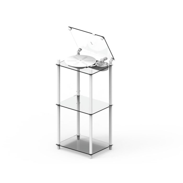 Vinilo plokštelių stovas Transparent Turntable Stand – baltas : dizaino studija follow11.lt – Jovita Bingelytė