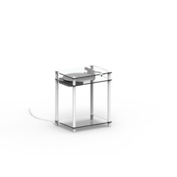 Vinilo plokštelių stovas Transparent Turntable Stand – baltas : dizaino studija follow11.lt – Jovita Bingelytė