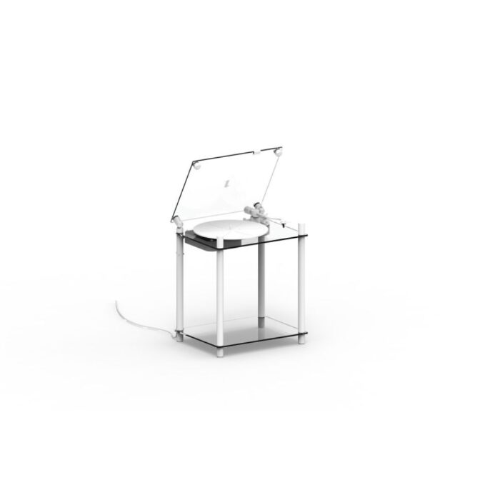 Vinilo plokštelių stovas Transparent Turntable Stand – baltas : dizaino studija follow11.lt – Jovita Bingelytė