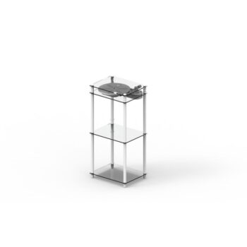 Vinilo plokštelių stovas Transparent Turntable Stand – baltas : dizaino studija follow11.lt – Jovita Bingelytė