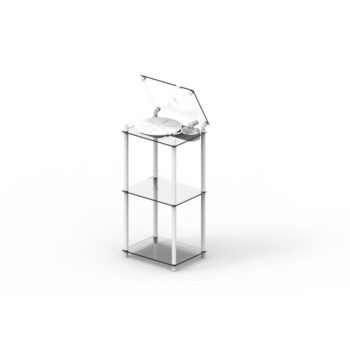 Vinilo plokštelių stovas Transparent Turntable Stand – baltas : dizaino studija follow11.lt – Jovita Bingelytė