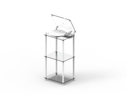 Vinilo plokštelių stovas Transparent Turntable Stand – baltas : dizaino studija follow11.lt – Jovita Bingelytė