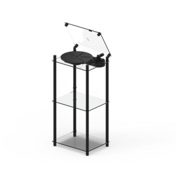 Vinilo plokštelių stovas Transparent Turntable Stand – juodas : dizaino studija follow11.lt – Jovita Bingelytė