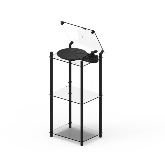 Vinilo plokštelių stovas Transparent Turntable Stand – juodas : dizaino studija follow11.lt – Jovita Bingelytė