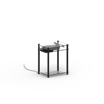 Vinilo plokštelių stovas Transparent Turntable Stand – juodas : dizaino studija follow11.lt – Jovita Bingelytė
