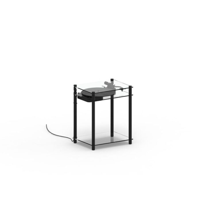 Vinilo plokštelių stovas Transparent Turntable Stand – juodas : dizaino studija follow11.lt – Jovita Bingelytė