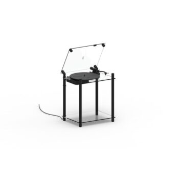 Vinilo plokštelių stovas Transparent Turntable Stand – juodas : dizaino studija follow11.lt – Jovita Bingelytė
