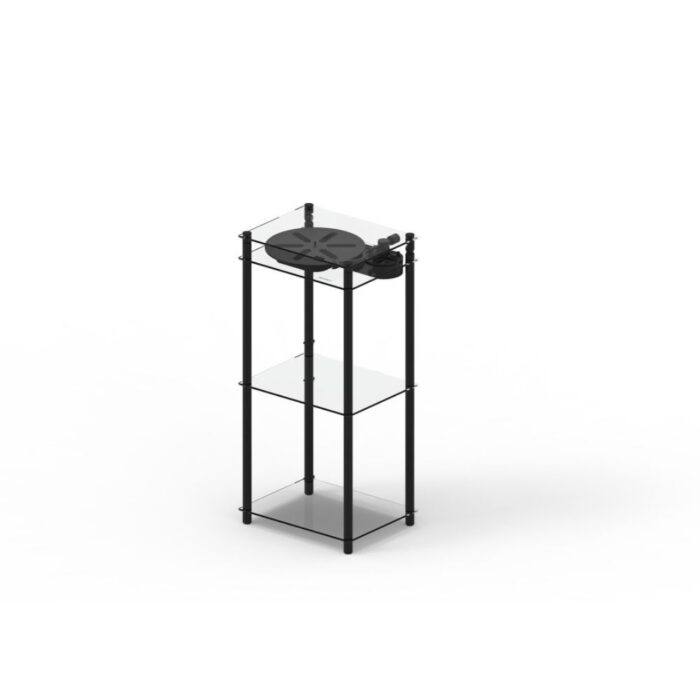 Vinilo plokštelių stovas Transparent Turntable Stand – juodas : dizaino studija follow11.lt – Jovita Bingelytė