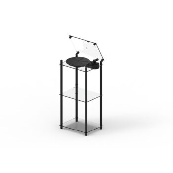 Vinilo plokštelių stovas Transparent Turntable Stand – juodas : dizaino studija follow11.lt – Jovita Bingelytė