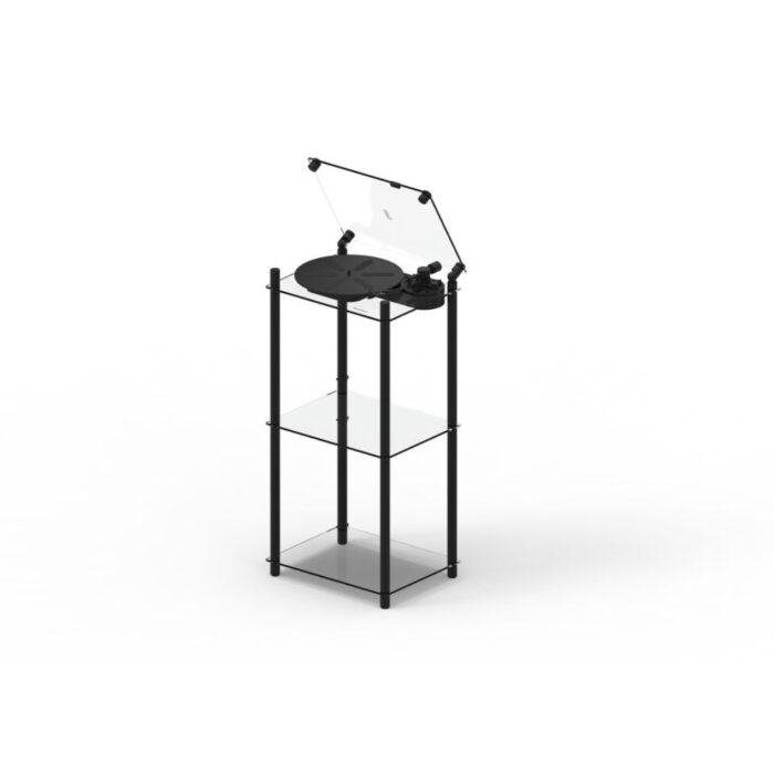 Vinilo plokštelių stovas Transparent Turntable Stand – juodas : dizaino studija follow11.lt – Jovita Bingelytė