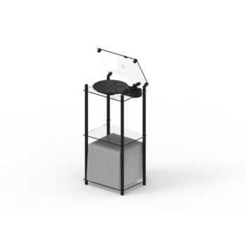 Vinilo plokštelių stovas Transparent Turntable Stand – juodas : dizaino studija follow11.lt – Jovita Bingelytė