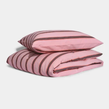 Elegantiškas organinės medvilnės patalynės komplektas PINK DOBBY STRIPE | dizaino studija follow11.lt - Jovita Bingelytė