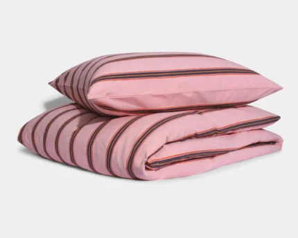 Elegantiškas organinės medvilnės patalynės komplektas PINK DOBBY STRIPE | dizaino studija follow11.lt - Jovita Bingelytė