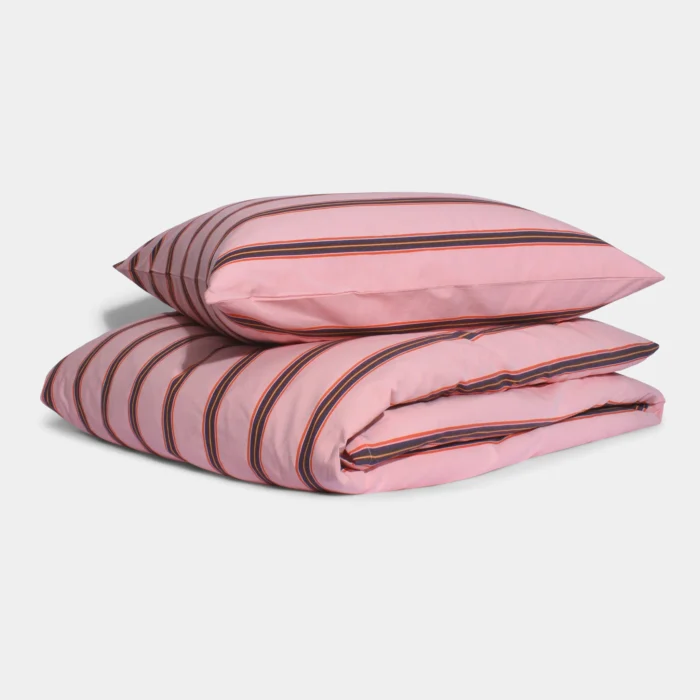 Elegantiškas organinės medvilnės patalynės komplektas PINK DOBBY STRIPE | dizaino studija follow11.lt - Jovita Bingelytė