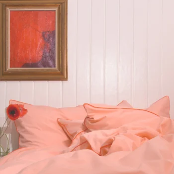Patalynės komplektas PINK (Salmon Pink) su koraliniu apvadu | dizaino studija follow11.lt - Jovita Bingelytė