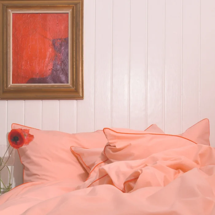 Patalynės komplektas PINK (Salmon Pink) su koraliniu apvadu | dizaino studija follow11.lt - Jovita Bingelytė