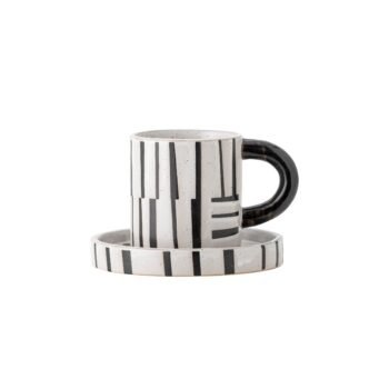FRANKIE puodelių su lėkštutėmis rinkinys (2 vnt), BLACK