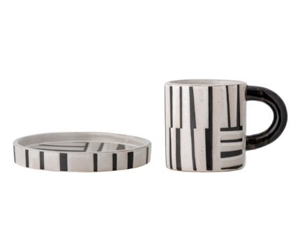 FRANKIE puodelių su lėkštutėmis rinkinys (2 vnt), BLACK