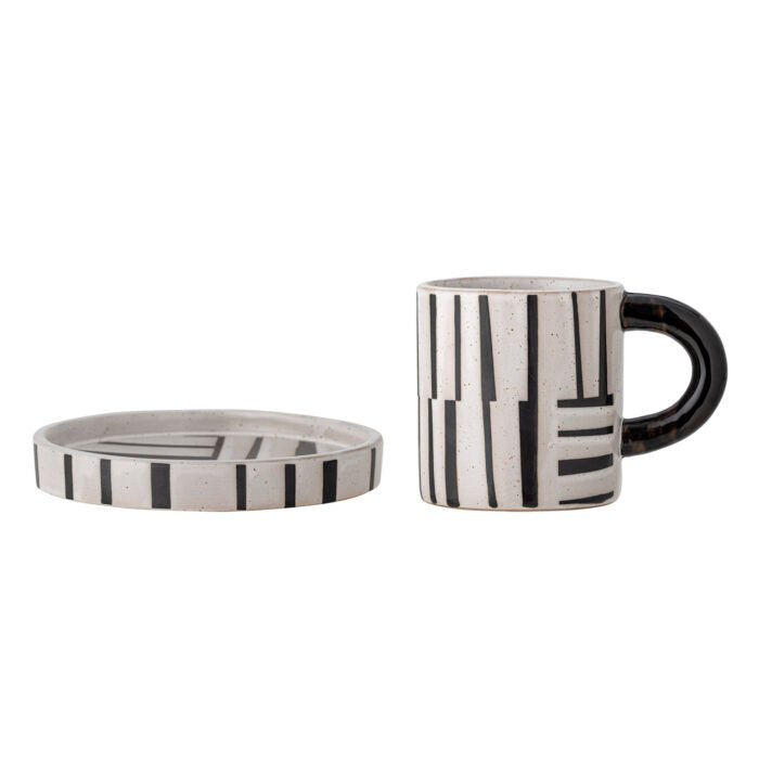 FRANKIE puodelių su lėkštutėmis rinkinys (2 vnt), BLACK