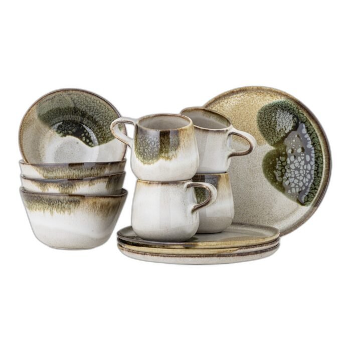 Jules Breakfast Set, Green, Stoneware