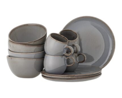 Sandrine Breakfast Set, Grey, Stoneware