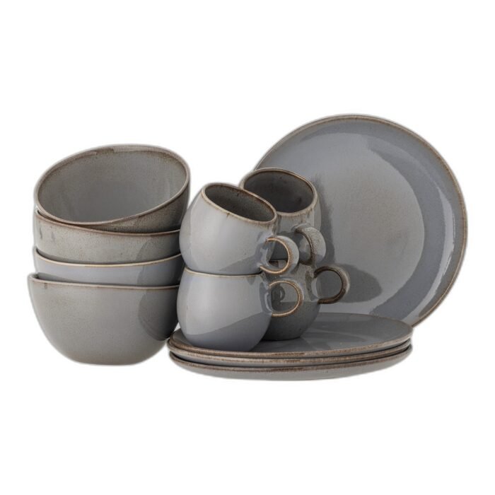 Sandrine Breakfast Set, Grey, Stoneware