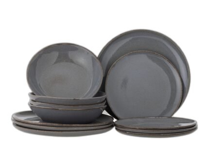 Sandrine Dinnerware Set, Grey, Stoneware
