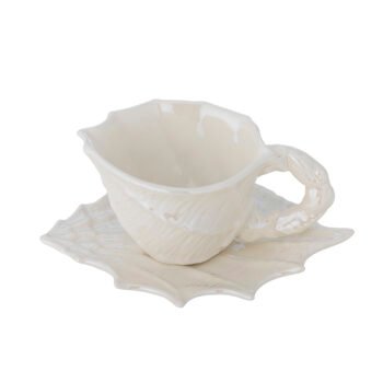SHELLIE puodelis su lėkštute, WHITE