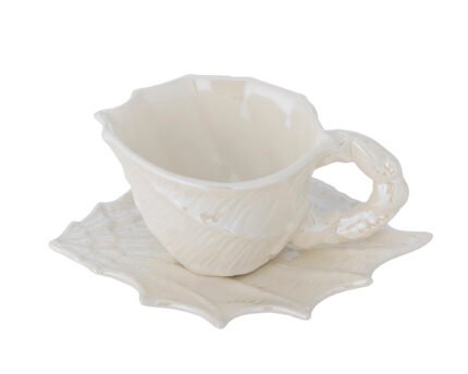 SHELLIE puodelis su lėkštute, WHITE