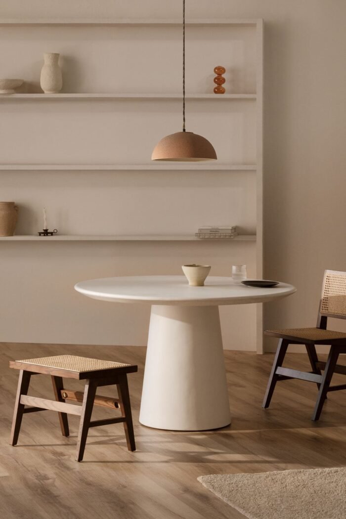 Valgomojo stalas ORMONDE ROUND Ø120 cm, Balta