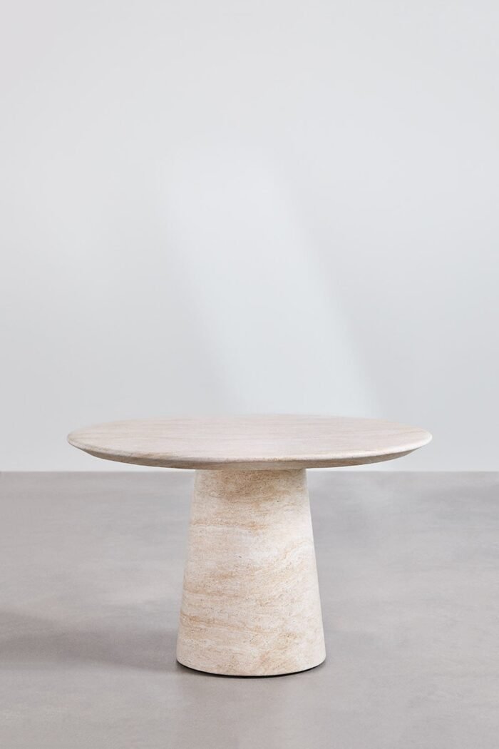 Valgomojo stalas ORMONDE ROUND Ø120 cm, Šviesaus travertino