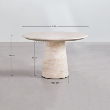 Valgomojo stalas ORMONDE ROUND Ø120 cm, Šviesaus travertino