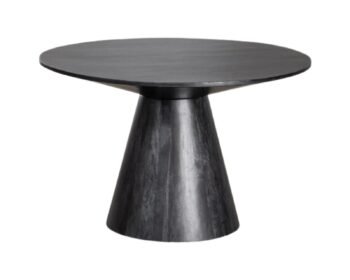 Apvalus mango medienos valgomasis stalas WEYMAR Plain Black Ø120 cm