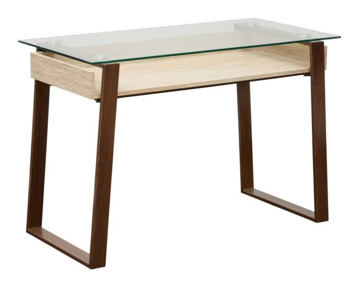 Darbo stalas ARIRO su stiklo stalviršiu, 110x55 cm