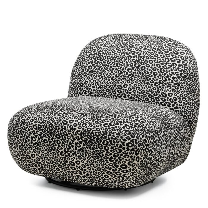 Fotelis MIKADO, leopardo raštas, juoda ir balta