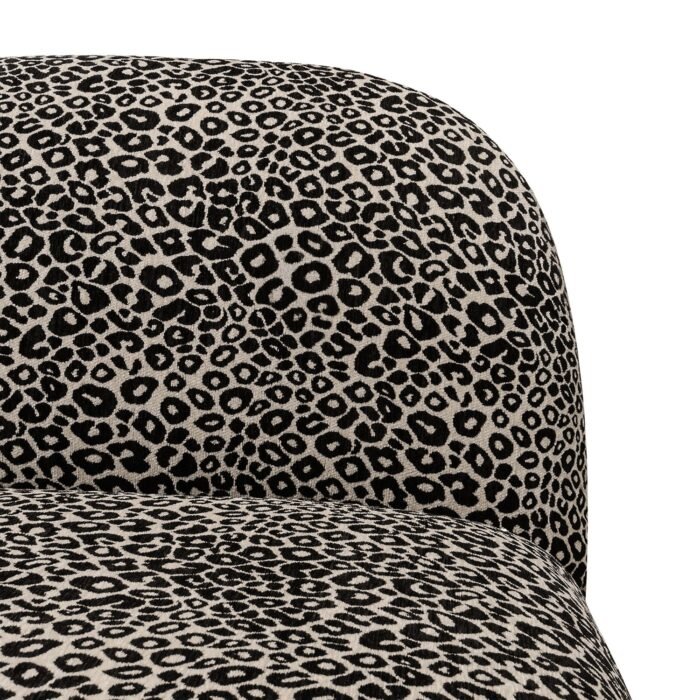 Fotelis MIKADO, leopardo raštas, smėlio ir juoda