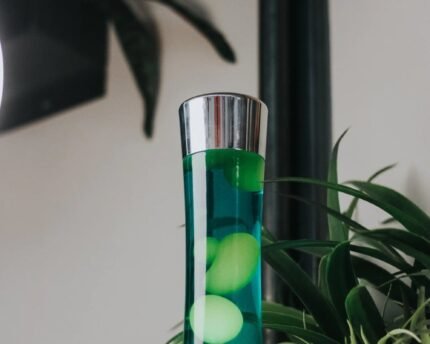 Lava lempa Chrome Base, žalia-geltona